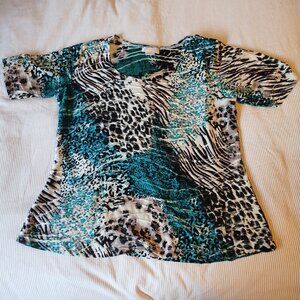 my mark Animal Print Textured Blouse